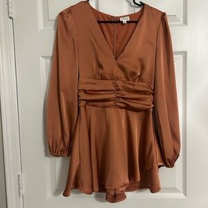 Rust Orange Long Sleeve Romper